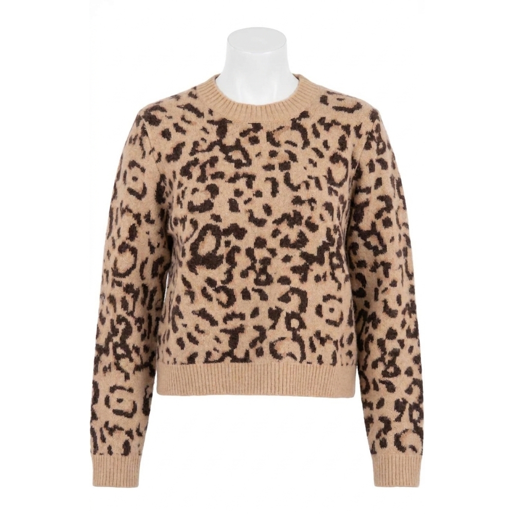 NEW KUT FROM THE KLOTH gisela animal print pullover sweater in beige and brown